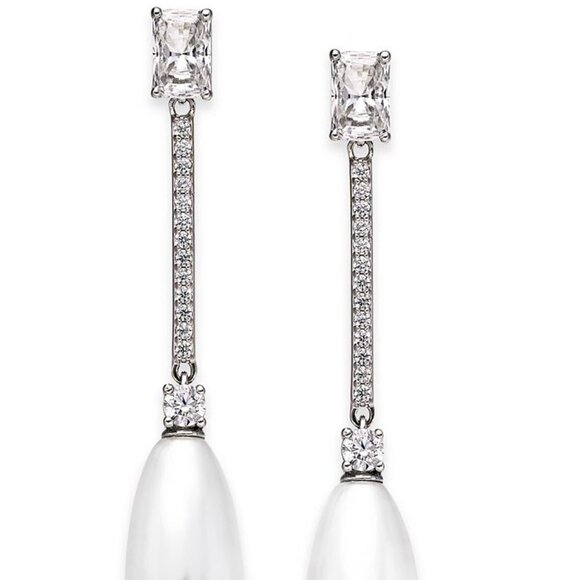 Womens Gorgeous Eliot Danori Crystal, Rhinestone & Faux Pearl Linear Earrings - Picture 2 of 3